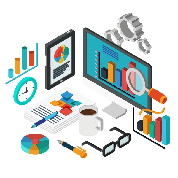 image de différents outils et objets en rapport avec le développement